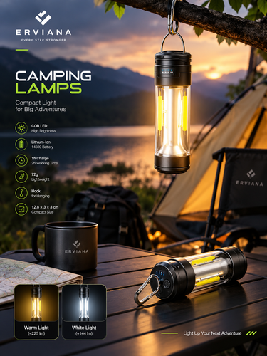 چراغ آویزی شارژی کمپینگ COB LED مدل Camping Lamps | چراغ چادر و طبیعتگردی